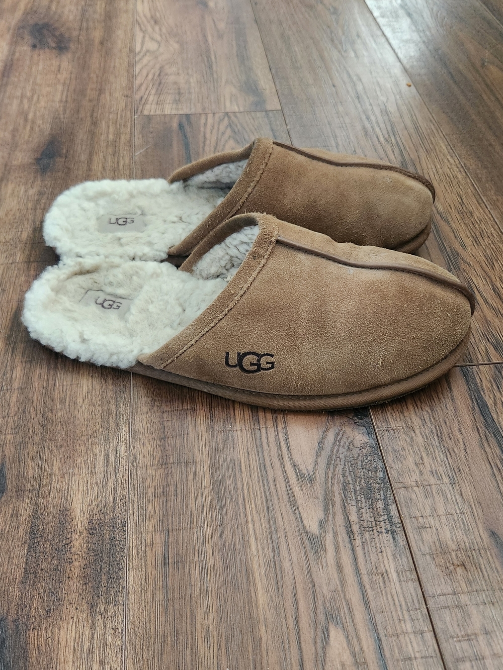 UGG Tan Suede Shearling Lined Slip-On Slippers